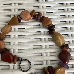8 inch Multicolor Semi Precious Stone Toggle Bracelet.